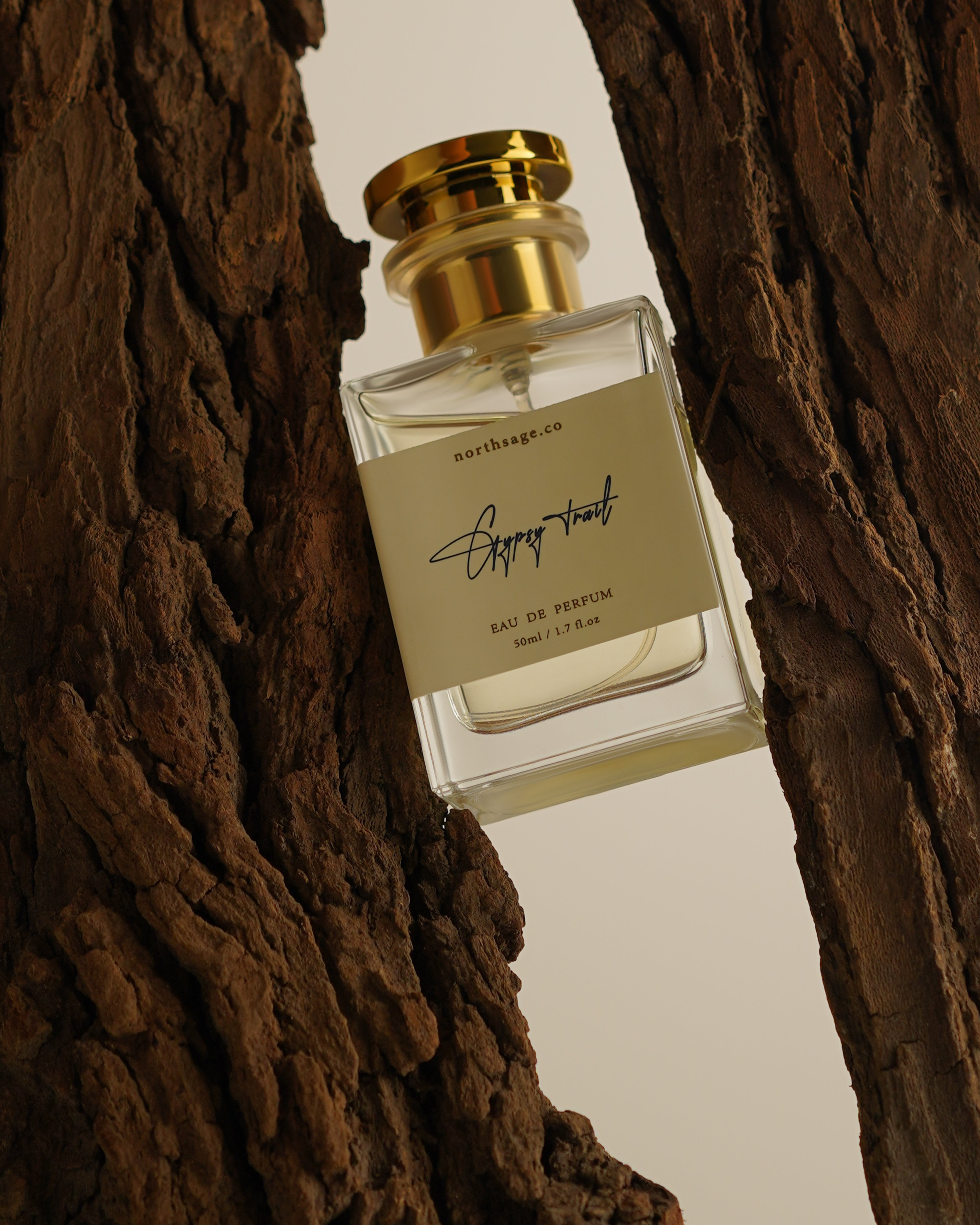 NORTHSAGE Gypsy Trail Eau de Parfum bottle with a minimalist design, inspired by Wood Sage and Sea Salt by Jo Malone.